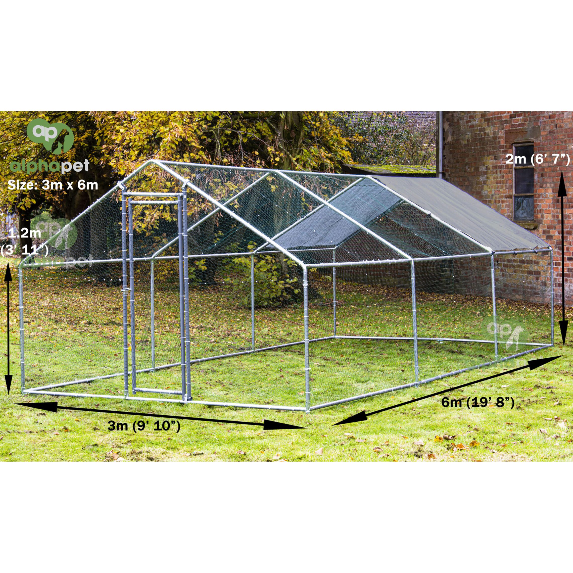 Alphapet® 4M Series 4m X 4m (32mm) Heavy Duty Walk In Galvanised Steel Chicken Run Coop - Alphapet - Foto 3