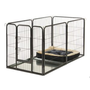 Alphapet® Medium 6 Panel Heavy Duty Pet Dog Puppy Play Pen Whelping Enclosure Including Base Fleece Bed - Available In 3 Sizes - Image 4