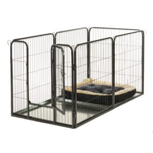 Alphapet® Large 6 Panel Heavy Duty Pet Dog Puppy Play Pen Whelping Enclosure Including Base Fleece Bed – large