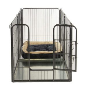 Alphapet® Medium 6 Panel Heavy Duty Pet Dog Puppy Play Pen Whelping Enclosure Including Base Fleece Bed - Available In 3 Sizes - Image 6