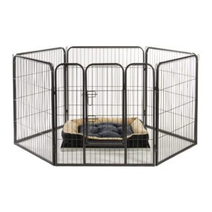 Alphapet® Medium 6 Panel Heavy Duty Pet Dog Puppy Play Pen Whelping Enclosure Including Base Fleece Bed - Available In 3 Sizes - Image 9