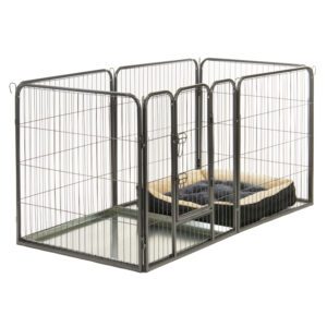 Alphapet® Large 6 Panel Heavy Duty Pet Dog Puppy Play Pen Whelping Enclosure Including Base Fleece Bed – medium