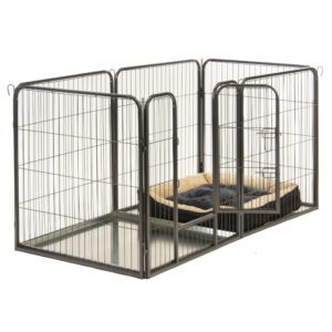 Alphapet® Medium 6 Panel Heavy Duty Pet Dog Puppy Play Pen Whelping Enclosure Including Base Fleece Bed - Available In 3 Sizes - Image 3