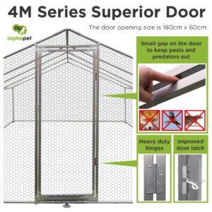 Alphapet® 4M Series 4m x 4m (32mm) Heavy Duty Walk In Galvanised Steel Chicken Run Coop - Image 3