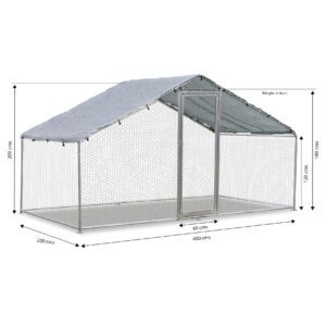 Alphapet® 4M Series 4m x 2m (32mm) Heavy Duty Walk-In Galvanised Steel Chicken Run Coop - Image 4
