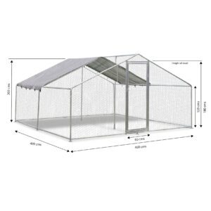 Alphapet® 4M Series 4m x 4m (32mm) Heavy Duty Walk In Galvanised Steel Chicken Run Coop - Image 4