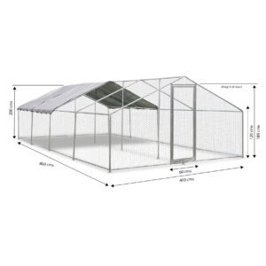 Alphapet® 4M Series 4m x 8m (32mm) Heavy Duty Walk In Galvanised Steel Chicken Run Coop - Image 4