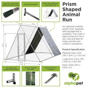Alphapet® 2.5m X 3m Prism Walk-in Chicken Run Enclosure Coop - Image 3