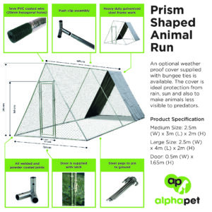 Alphapet® 2.5m X 4m Prism Walk-in Chicken Run Enclosure Coop - Image 3