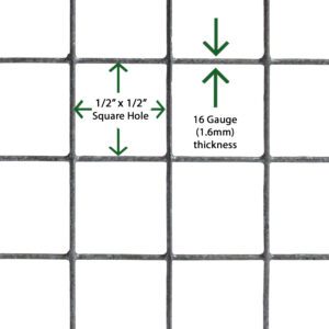 16 Gauge - 10m (100cm Wide) - 1/2" x 1/2" Hole Galvanised Welded Wire Mesh - Image 4
