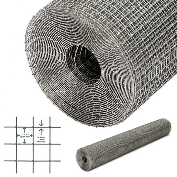 16 Gauge - 10m (120cm Wide) - 1/2 x 1/2 Hole Galvanised Welded Wire Mesh  - Alphapet®