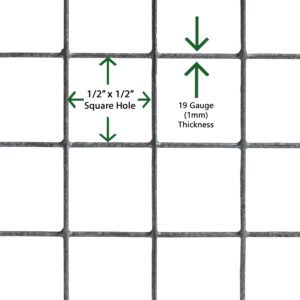 19 Gauge - 10m (120cm Wide) - 1/2" x 1/2" Hole Galvanised Welded Wire Mesh 19G - Image 3